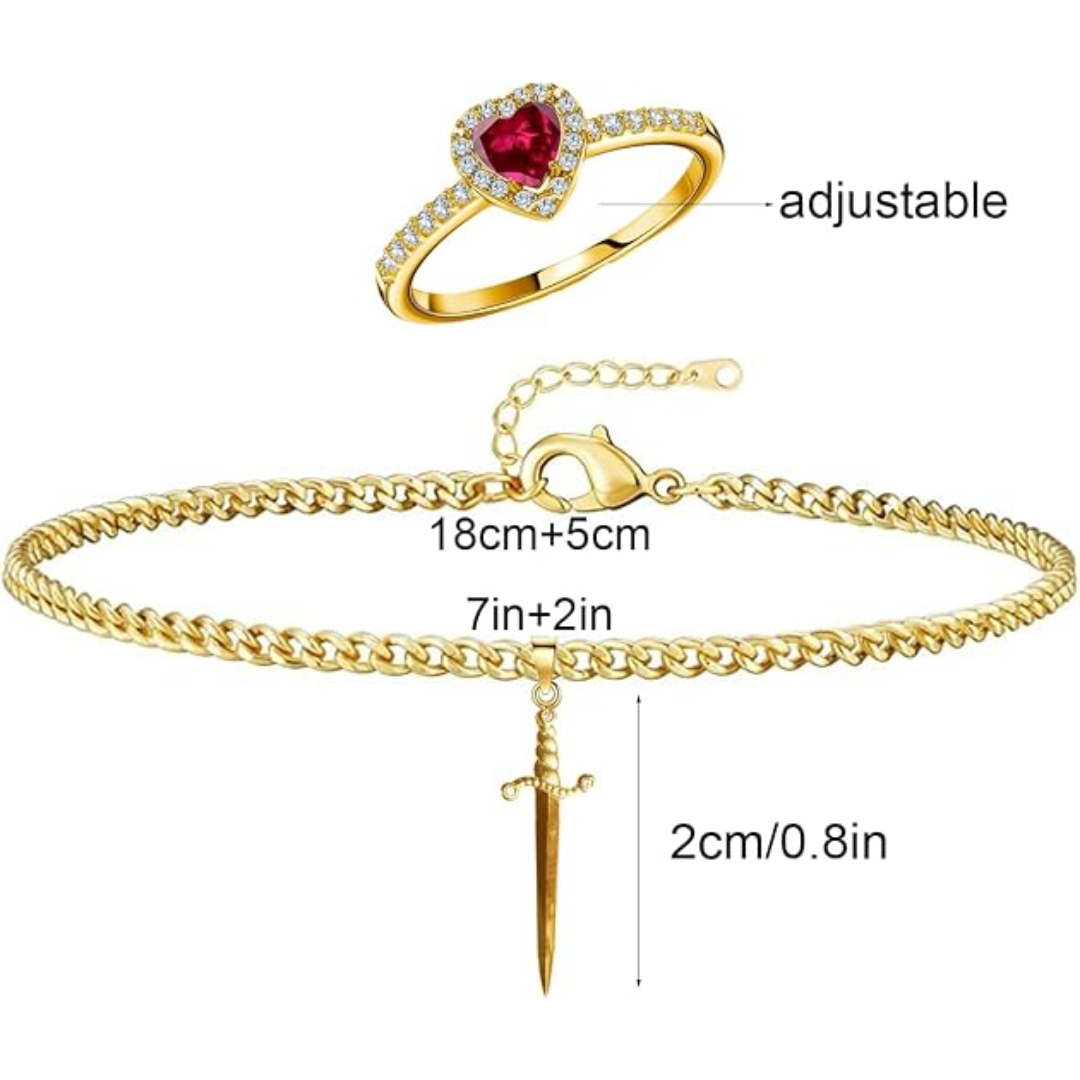 Pulsera de espada y Anillo de corazón